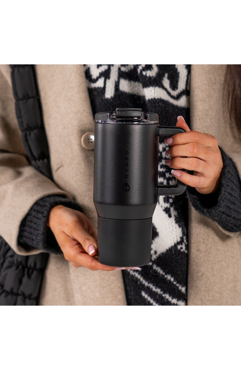 HydroJug Coffee Traveler 20 oz - Leak-Resistant, Ceramic-Lined Insulated Travel Coffee Mug for Hot or Cold Drinks with Flip Lid, Alternate, color, Black