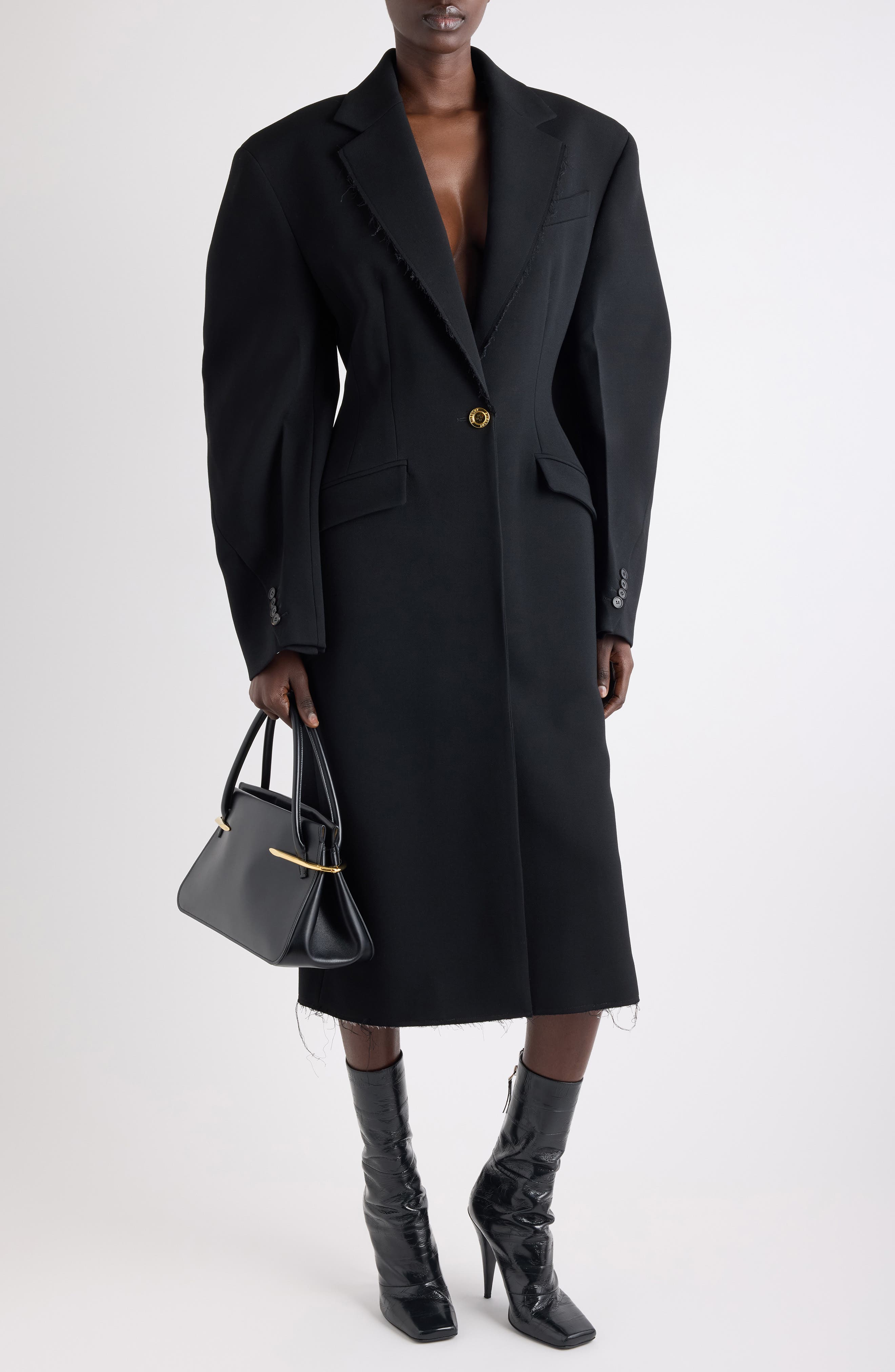 Wool Blend Cocoon Coat - image 2