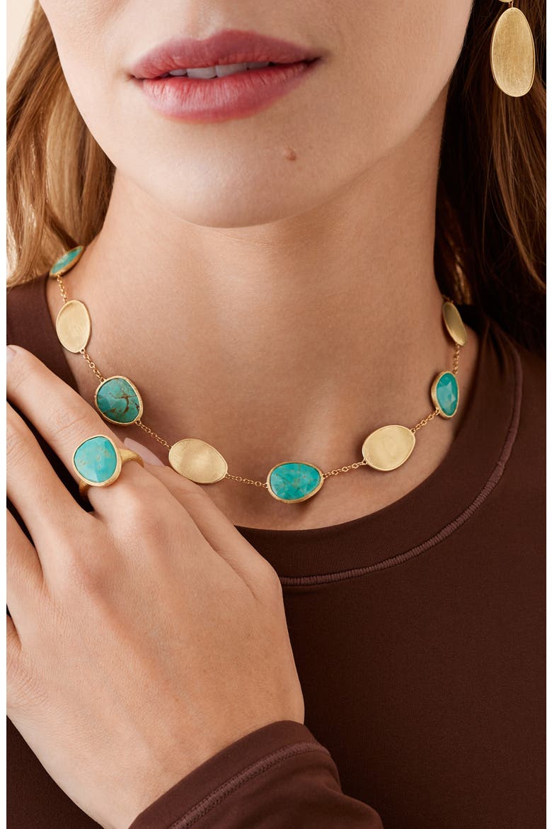 Lunaria Turquoise Station Collar Necklace, Alternate, color, GOLD/ TURQUOISE