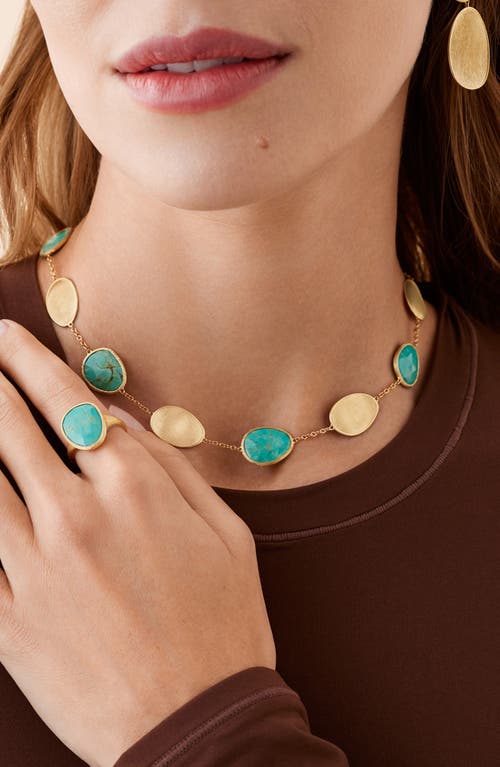 Marco Bicego Lunaria Turquoise Station Collar Necklace In Gold/turquoise