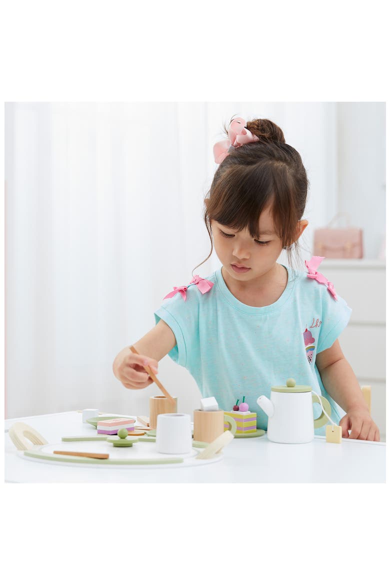 Little Chef Frankfurt 20-Piece Wood Tea Party Playset, Alternate, color, GREEN