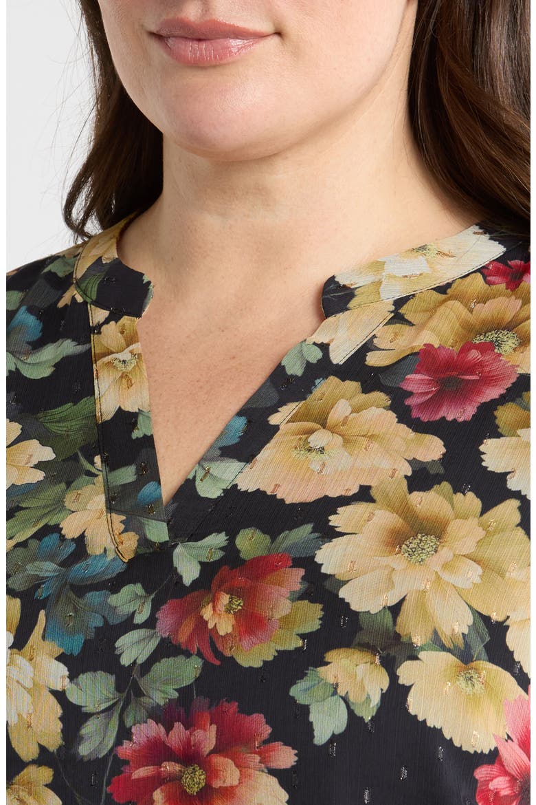 Split Neck Long Sleeve Blouse, Alternate, color, RICH BLACK