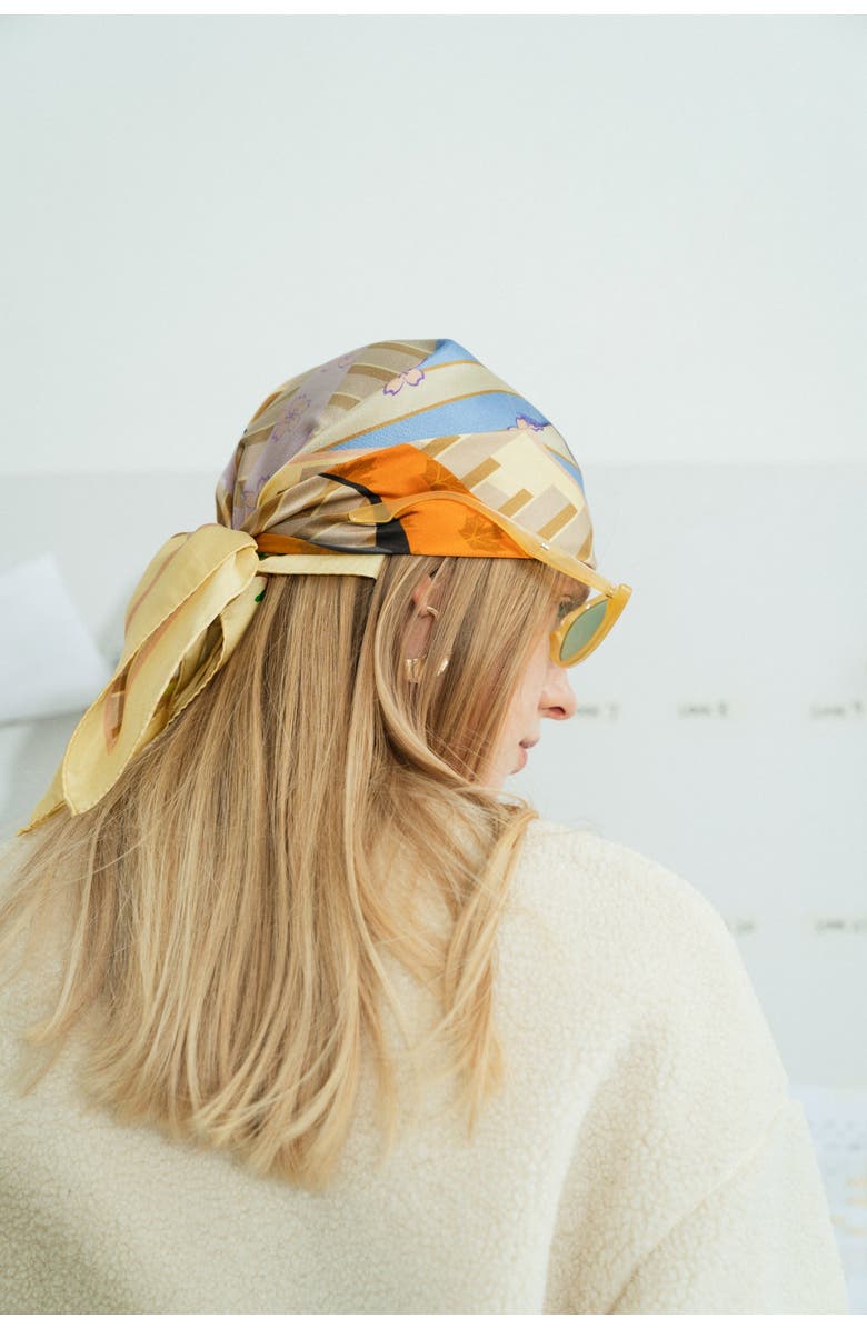 Lost Pattern "Seasons in the Park" Silk Scarf, Alternate, color, Yellow