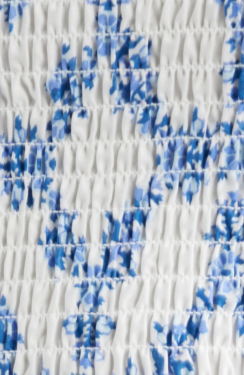 Hill House Home The Ellie Floral Flutter Sleeve Nap Midi Dress, Alternate, color, Marigold Block Blue