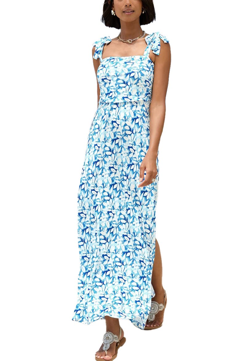 Tie Strap Maxi Dress, Main, color, Blue Multi