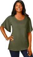Jessica London Stretch Knit Flutter Sleeve Tunic