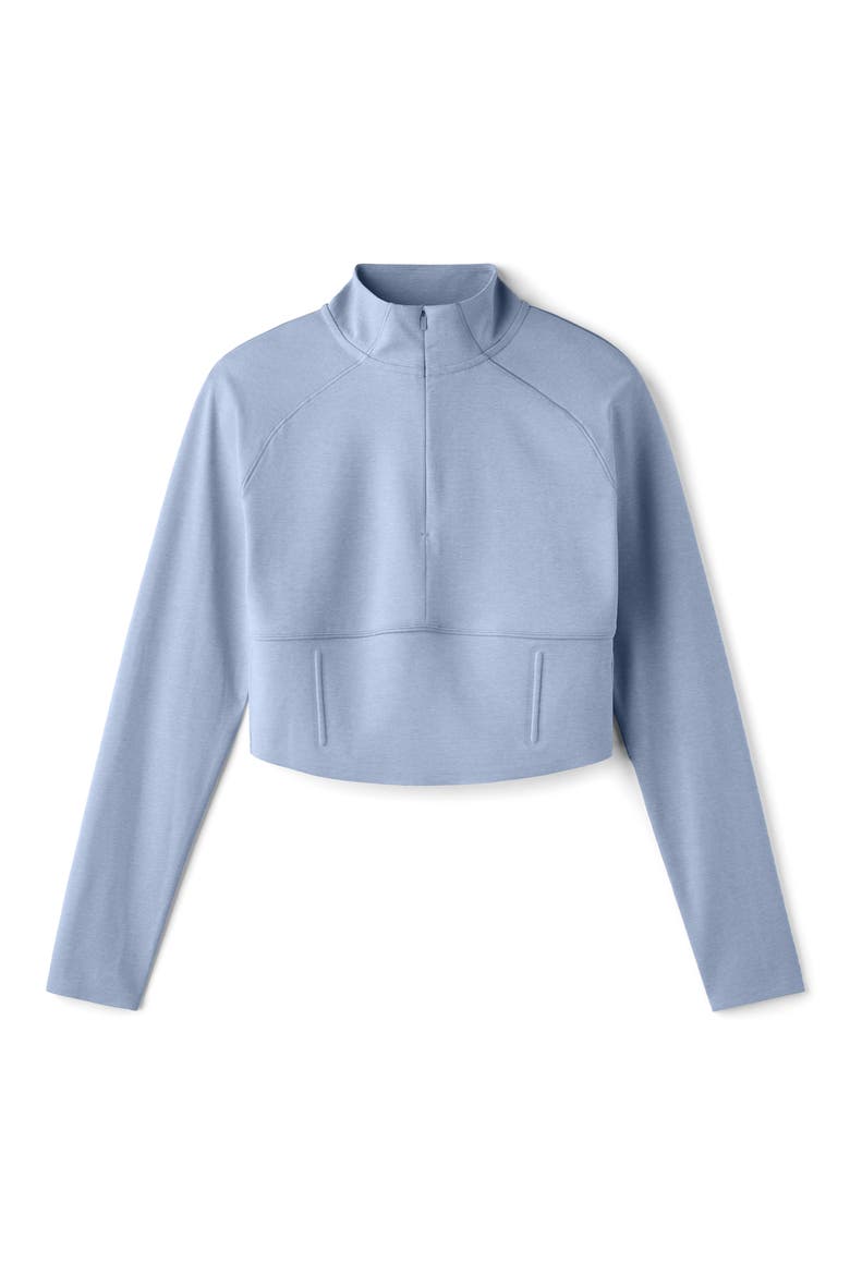 Heather Revive Crop Quarter Zip Top, Alternate, color, FOREVER BLUE HE