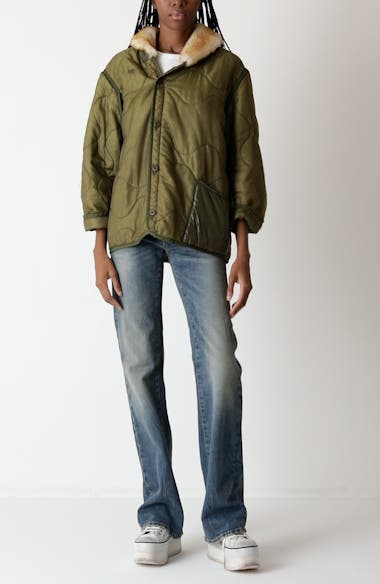 【R13】テープライナーコート R13 Onion Quilted Liner Jacket with Faux Fur Collar | Nordstrom