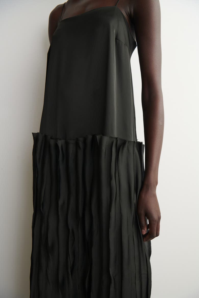 Appliquéd Panelled Midi Dress, Alternate, color, DARK GREEN