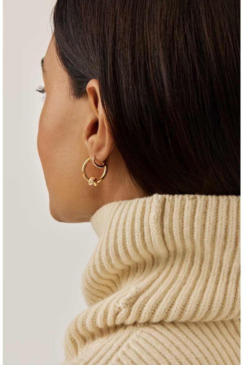 x Lucy Williams Small Pavé Knot Hoop Earrings, Alternate, color, GOLD