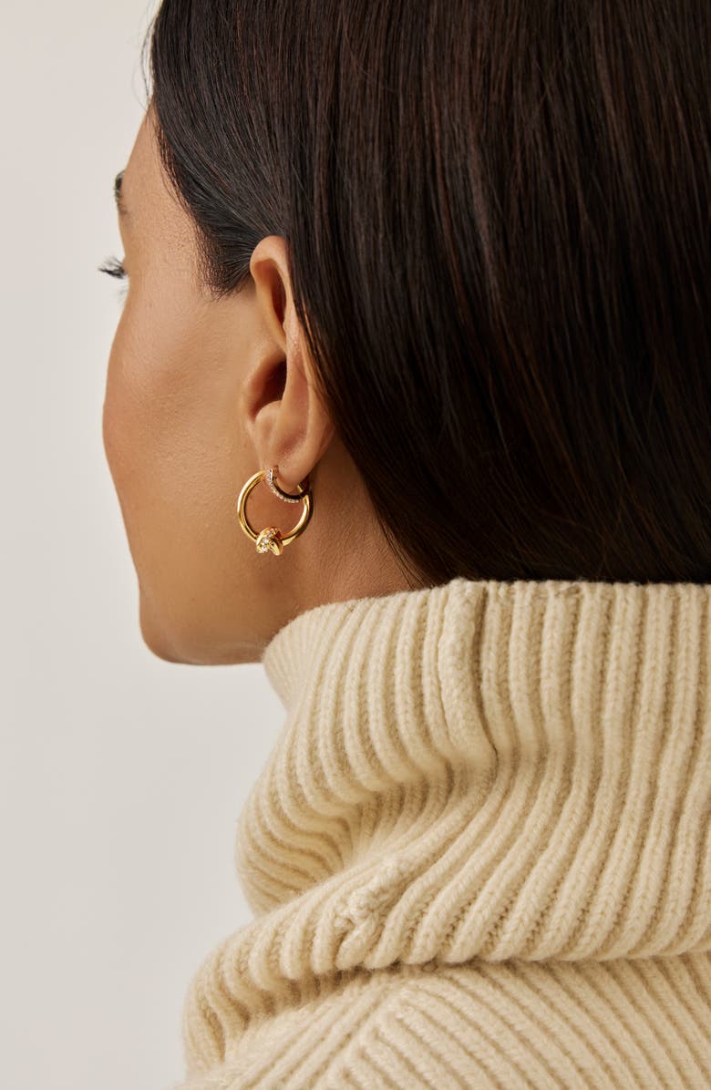 Missoma x Lucy Williams Small Pavé Knot Hoop Earrings, Alternate, color, Gold