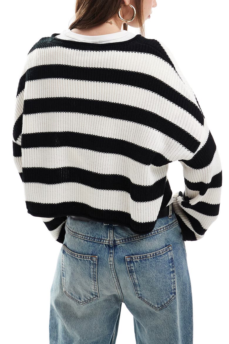 Stripe Oversize Sweater, Alternate, color, WHITE MULTI