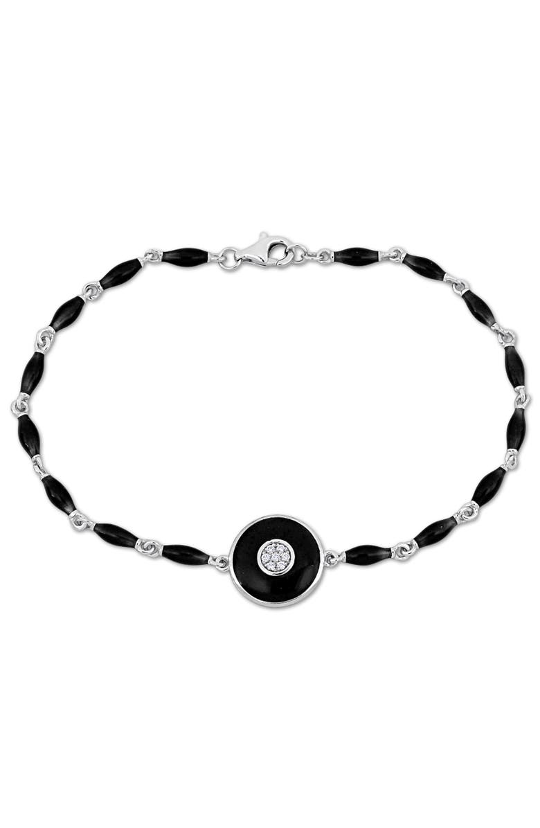 Julianna B. Diamond Accent Black & White Bracelet 14k Gold, Main, color, Black Enamel