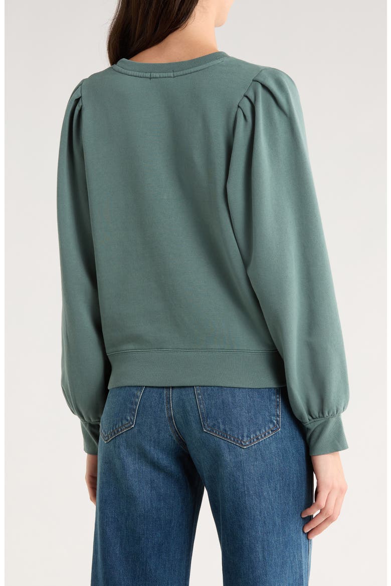 Tiffany Puff Sleeve Cotton Fleece Sweatshirt, Alternate, color, LAKE