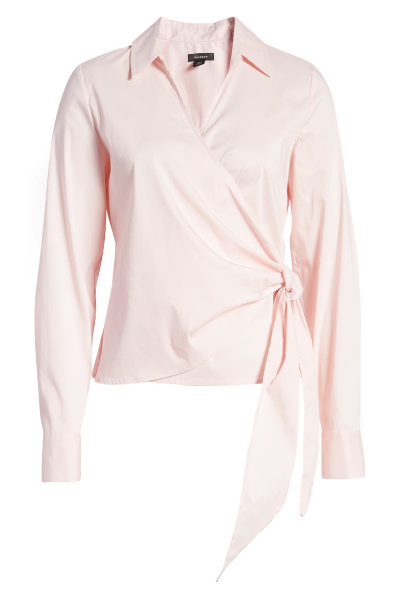 Tie Side Poplin Shirt, Alternate, color, PINK CHALK