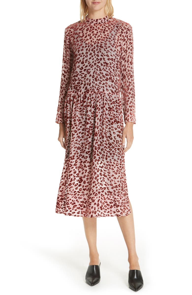 rag & bone Gia Devoré Leopard Spot Dress, Main, color, 