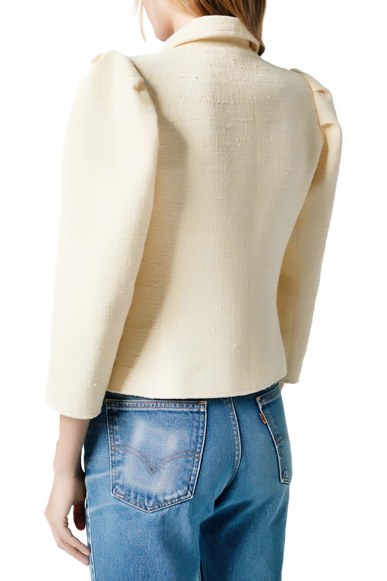 Double Breasted Cotton Blend Tweed Jacket, Alternate, color, CREMA TWEED