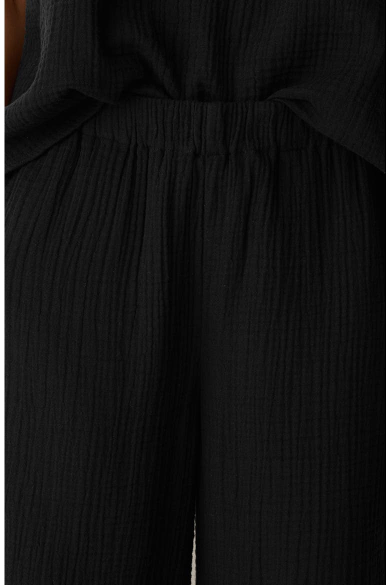 Organic Cotton Ankle Wide Leg Pants, Alternate, color, BLACK