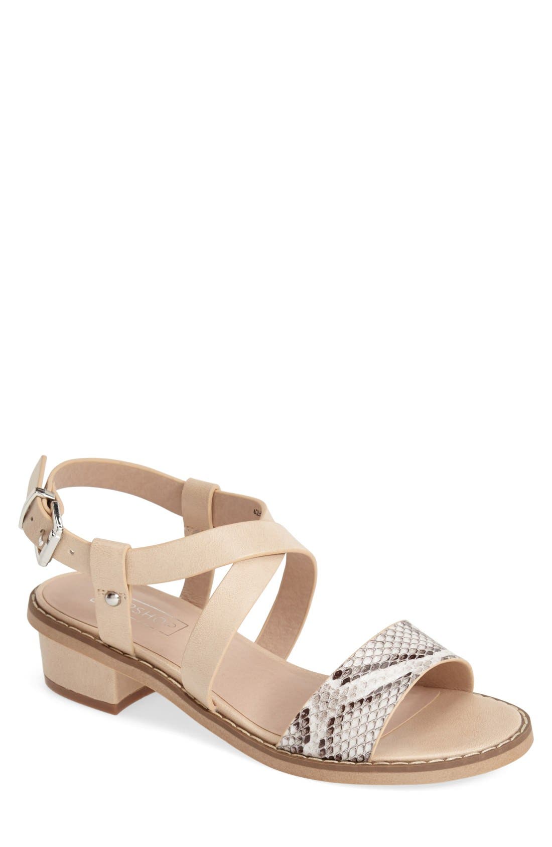 'Heartbeat' Lizard Embossed Sandal, Main, color, NUDE