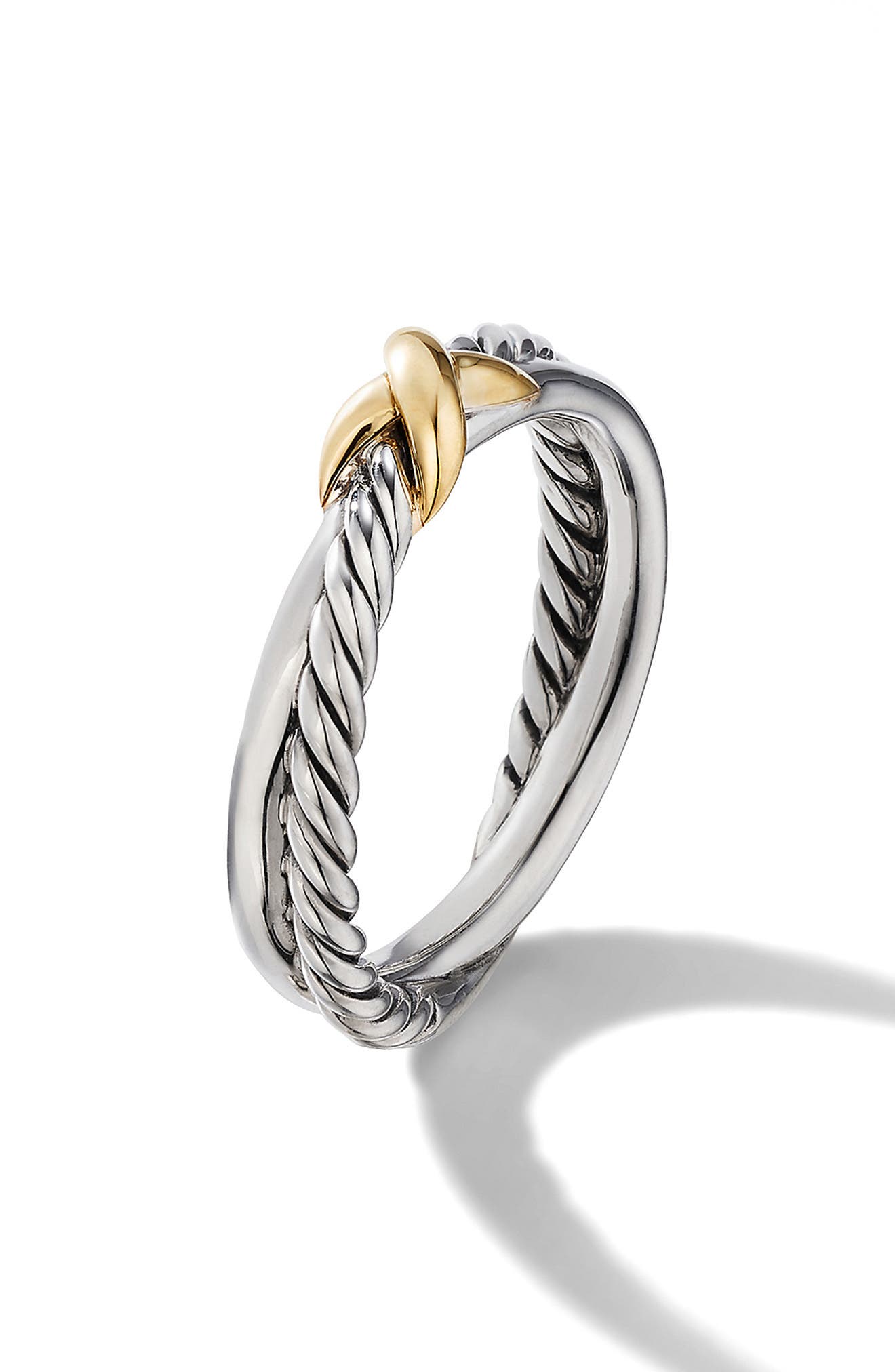 Женские аксессуары David Yurman Petite X Ring in Sterling Silver with 18K Yellow Gold — фото 5
