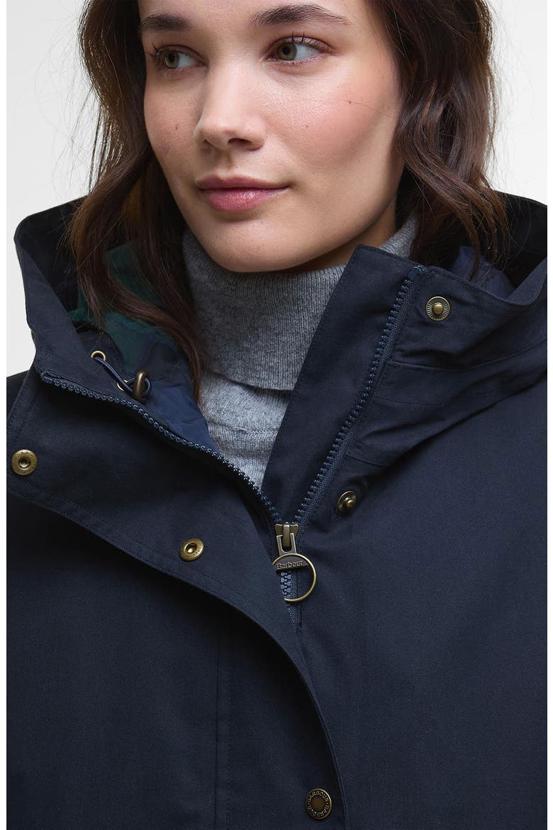 Bamburgh Hooded Waterproof Jacket, Alternate, color, DEEP NAVY/ BLACK WATCH