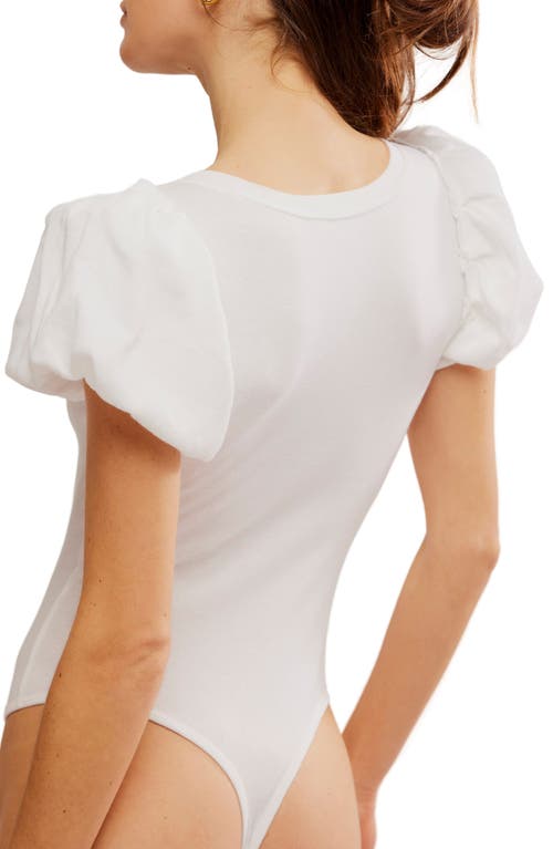 Free People Downtime Puff Sleeve Bodysuit In Ivory