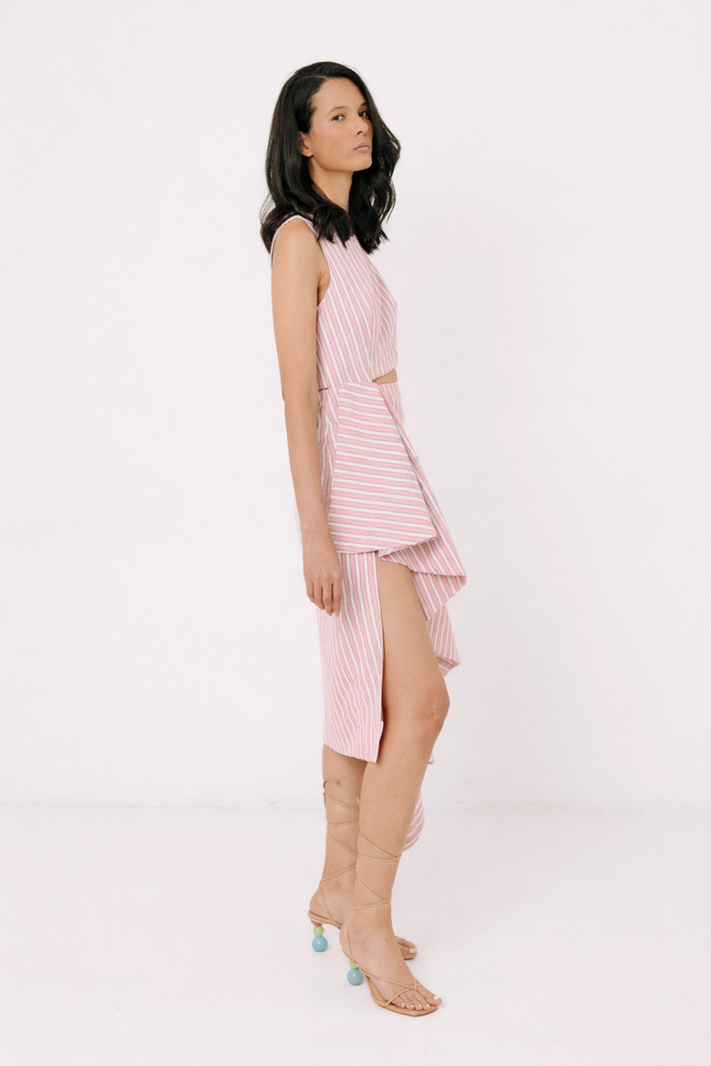 Avenue Dress, Alternate, color, White and Pink Stripes