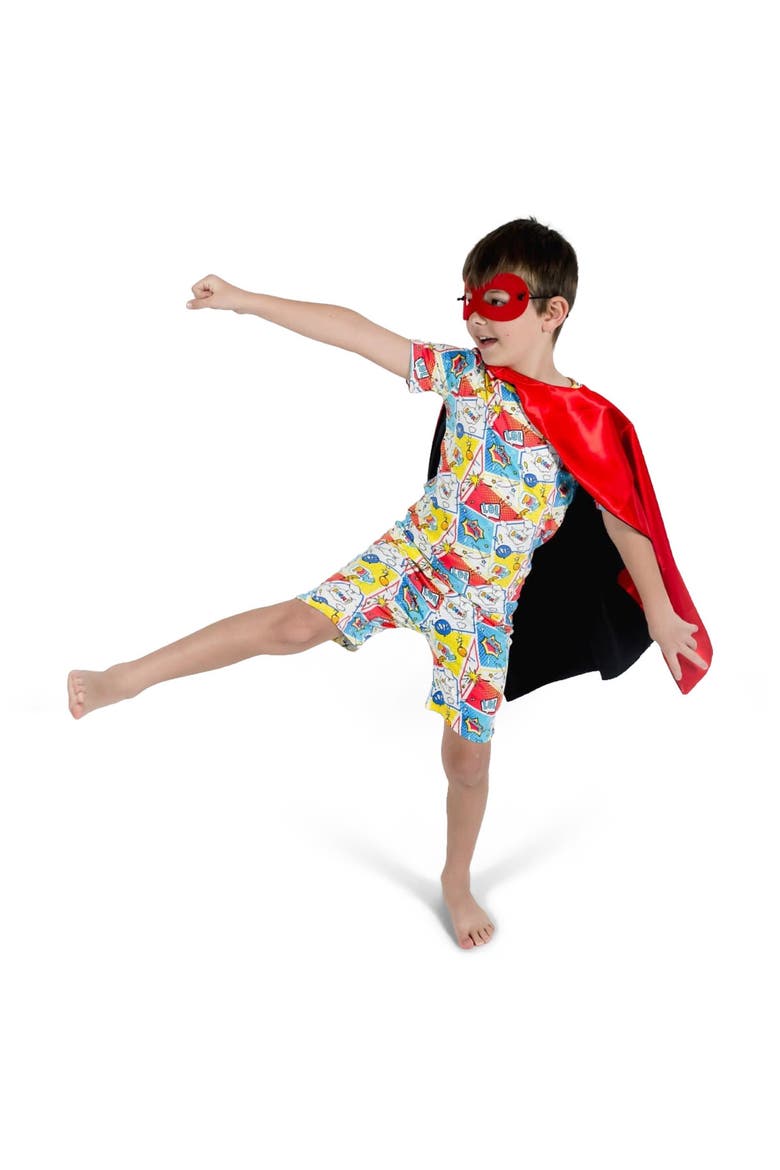 Comic Hero Kids 2-Piece Short Sleeve & Shorts Pajama Set, Alternate, color, Comic Hero