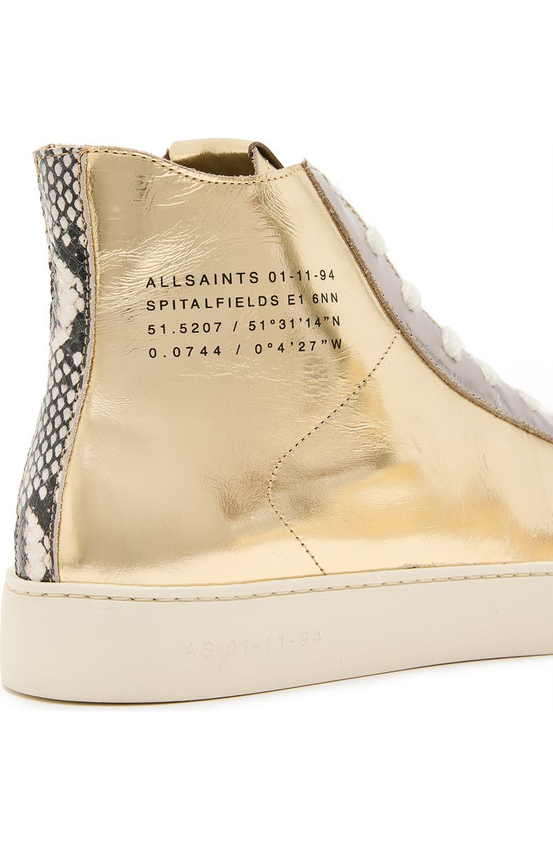 AllSaints Tana Metallic High Top Sneaker, Alternate, color, Gold/ Silver