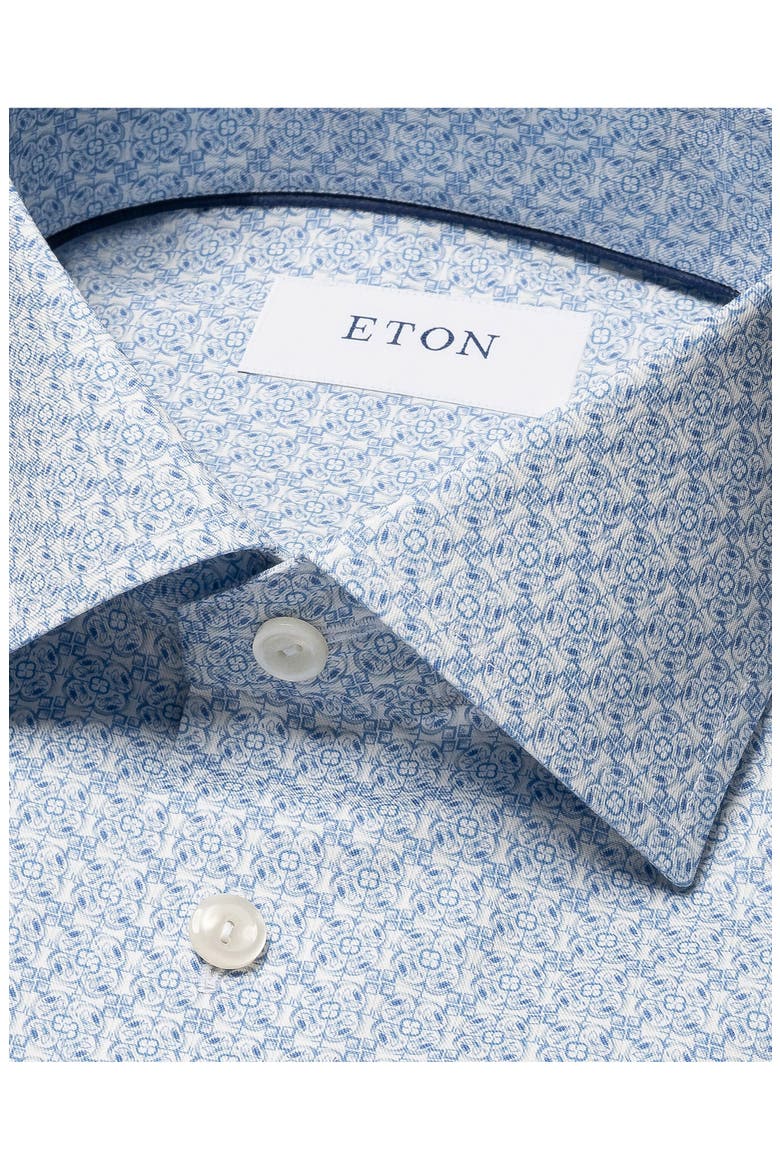 Contemporary Fit Geometric Print Cotton Dress Shirt, Alternate, color, BLUE