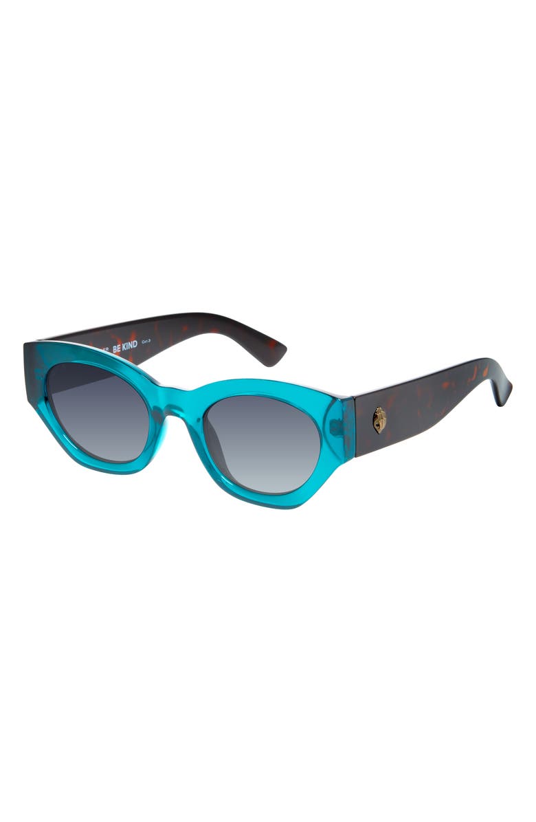 Kurt Geiger London 52mm Cat Eye Sunglasses, Alternate, color, Crystal Teal / Havana Temples