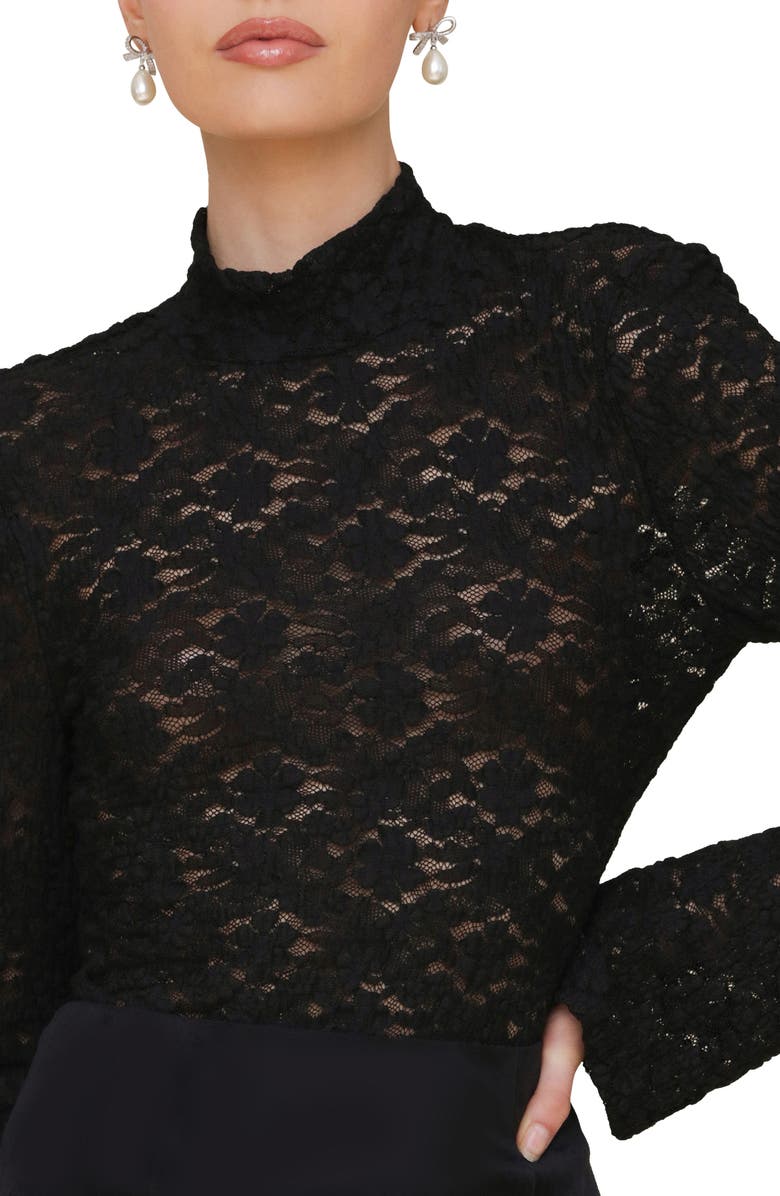 Avec Les Filles Lace Turtleneck Top, Alternate, color, 