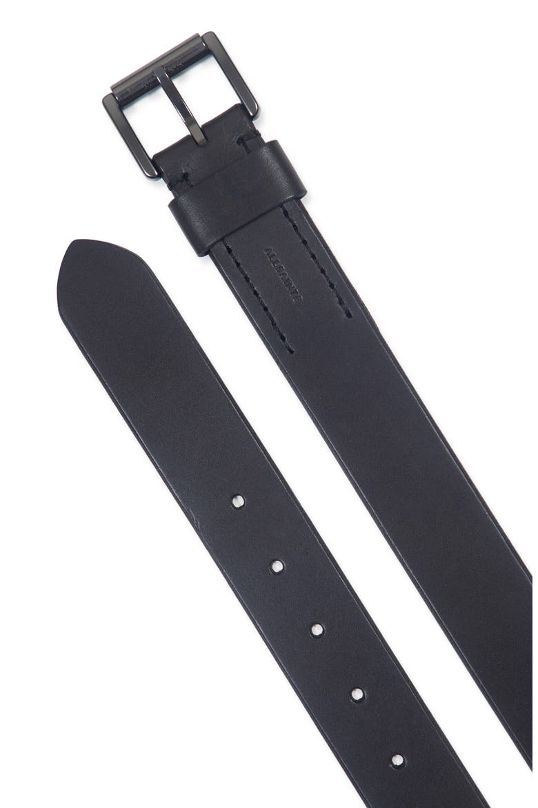 Bevel Edge Leather Belt, Alternate, color, RAVEN GREY