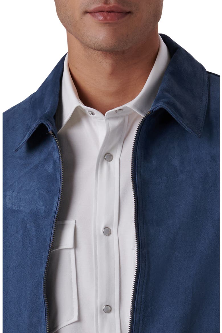 Suede Zip Bomber Jacket, Alternate, color, COBALT