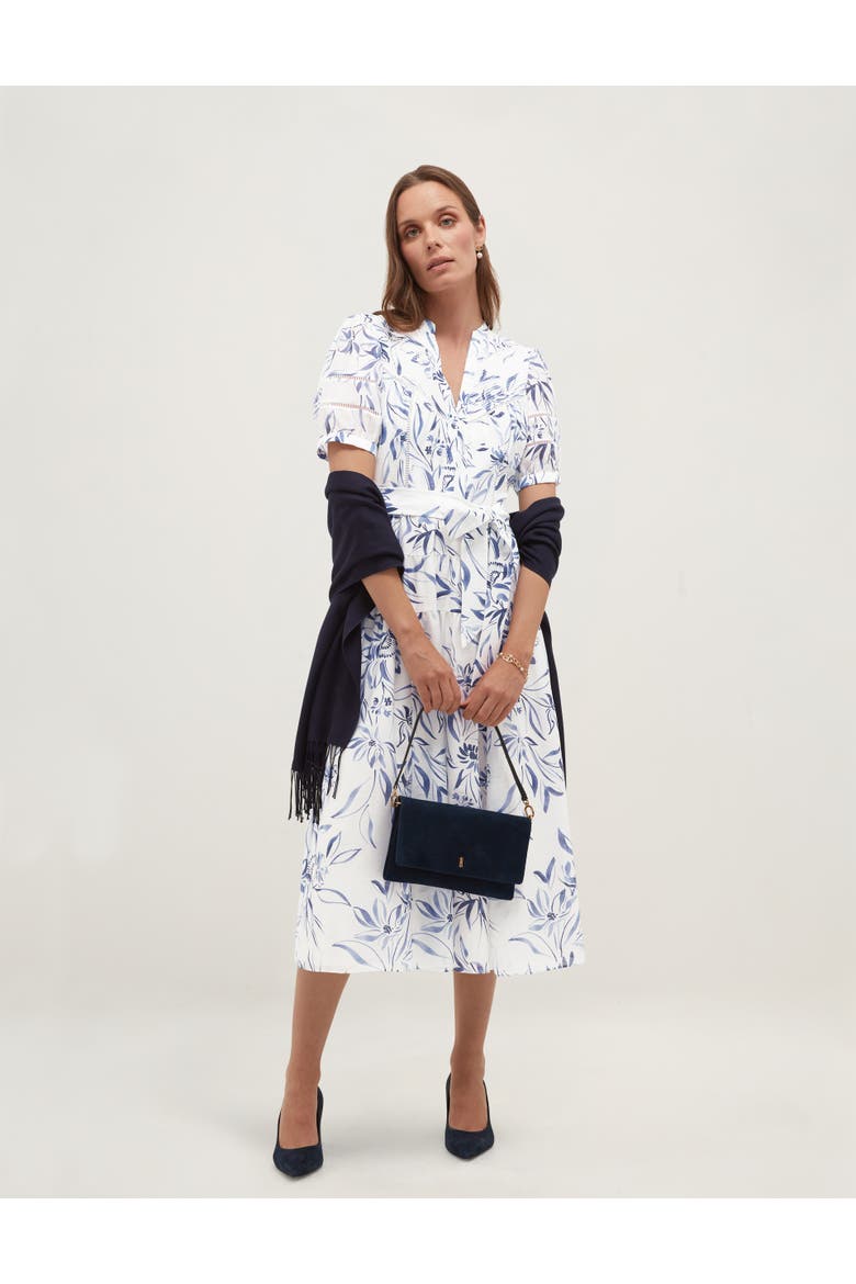 Annabella Floral Print Midi Dress, Alternate, color, Ivorymidnight
