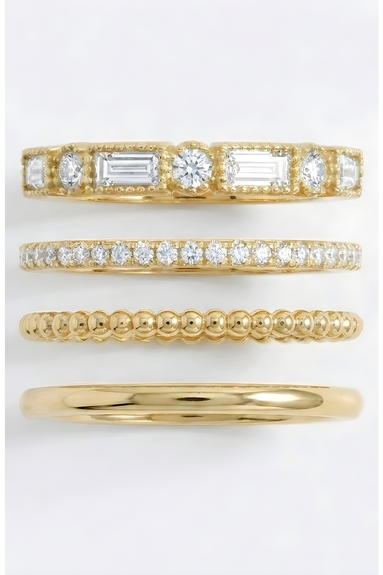 Vintage Maximalist Ring Stack, Alternate, color, Gold