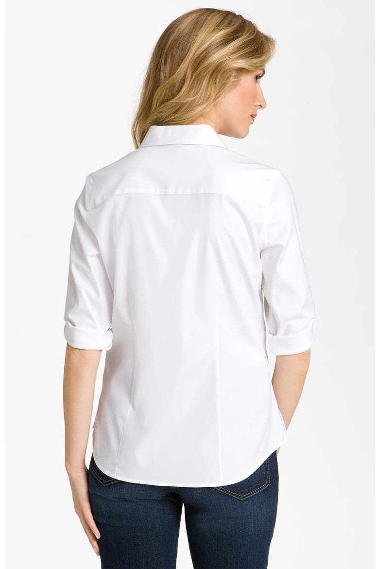 Fitted Pinpoint Shirt, Alternate, color, WHITE