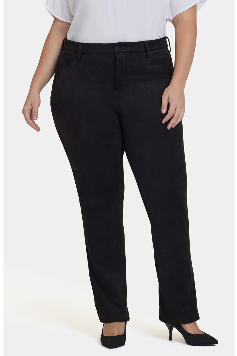 Marilyn High Waist Straight Leg Faux Suede Pants, Main, color, BLACK