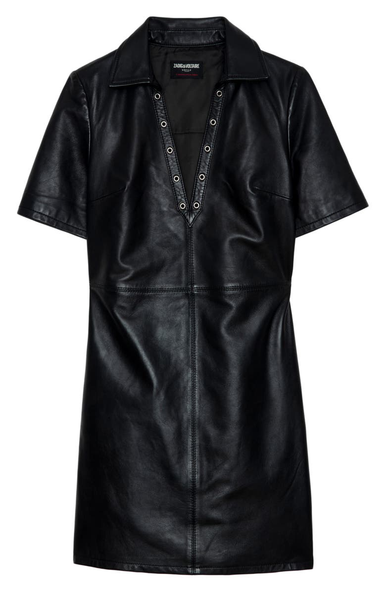 Zadig & Voltaire Ralmy Cuir Lisse Leather Shift Dress, Alternate, color,