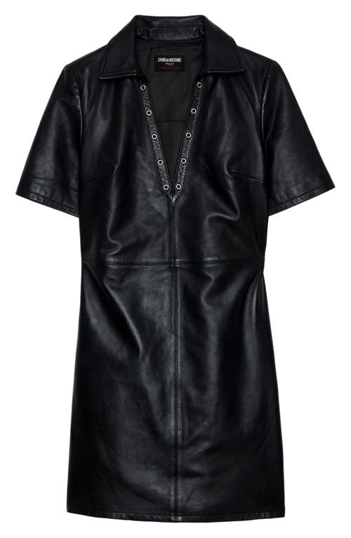 ZADIG & VOLTAIRE ZADIG & VOLTAIRE RALMY CUIR LISSE LEATHER SHIFT DRESS