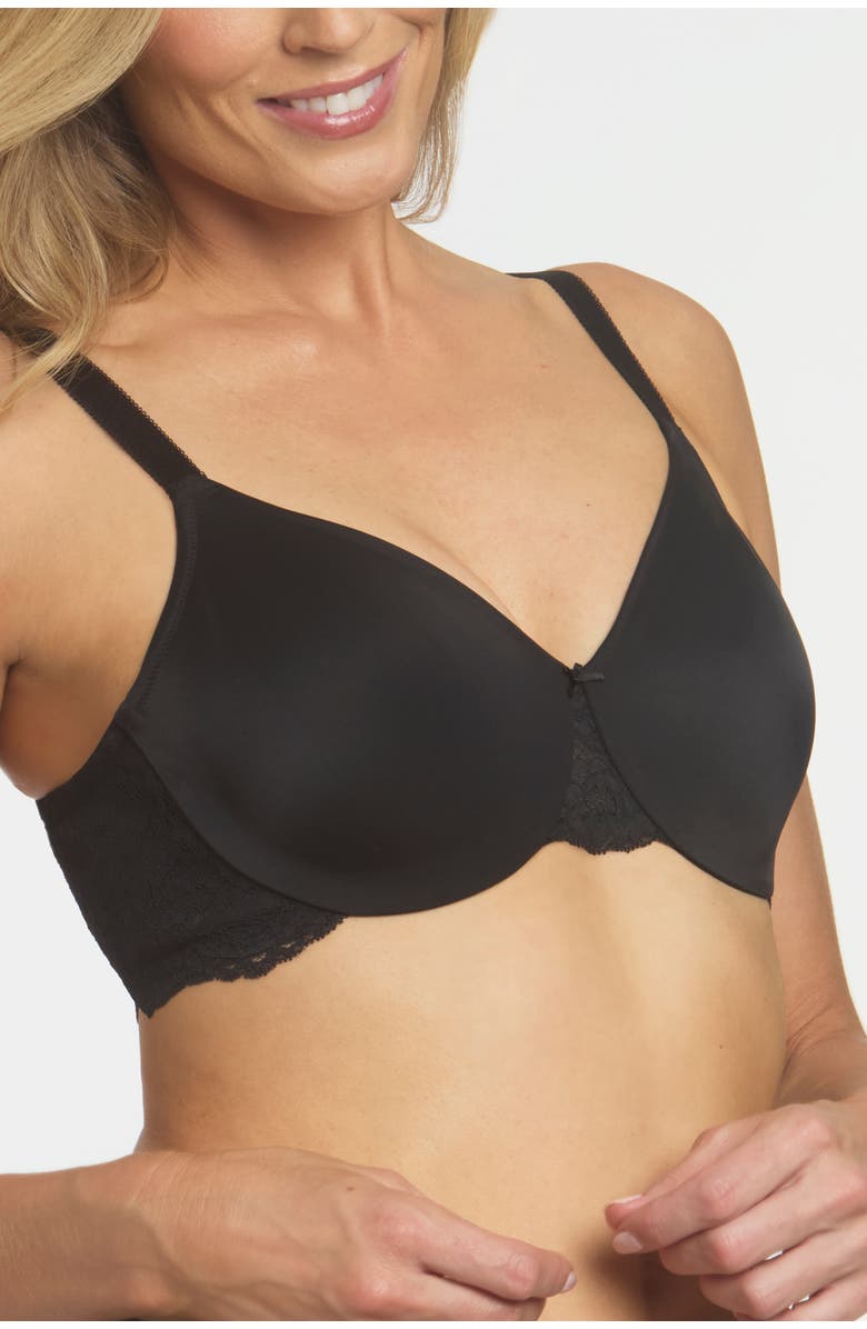 Dominique Intimates Lena Lace Seamless Ultra Comfort Minimizer Bra, Alternate, color, Black