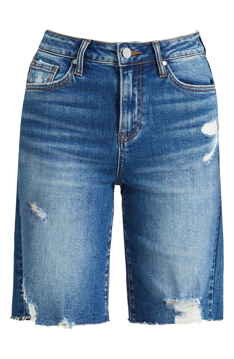 Bayeas Raw Hem High Waist Knee Length Denim Shorts, Alternate, color,