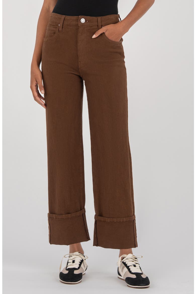 Sienna Cuffed High Waist Relaxed Straight Leg Jeans, Main, color, CAFE