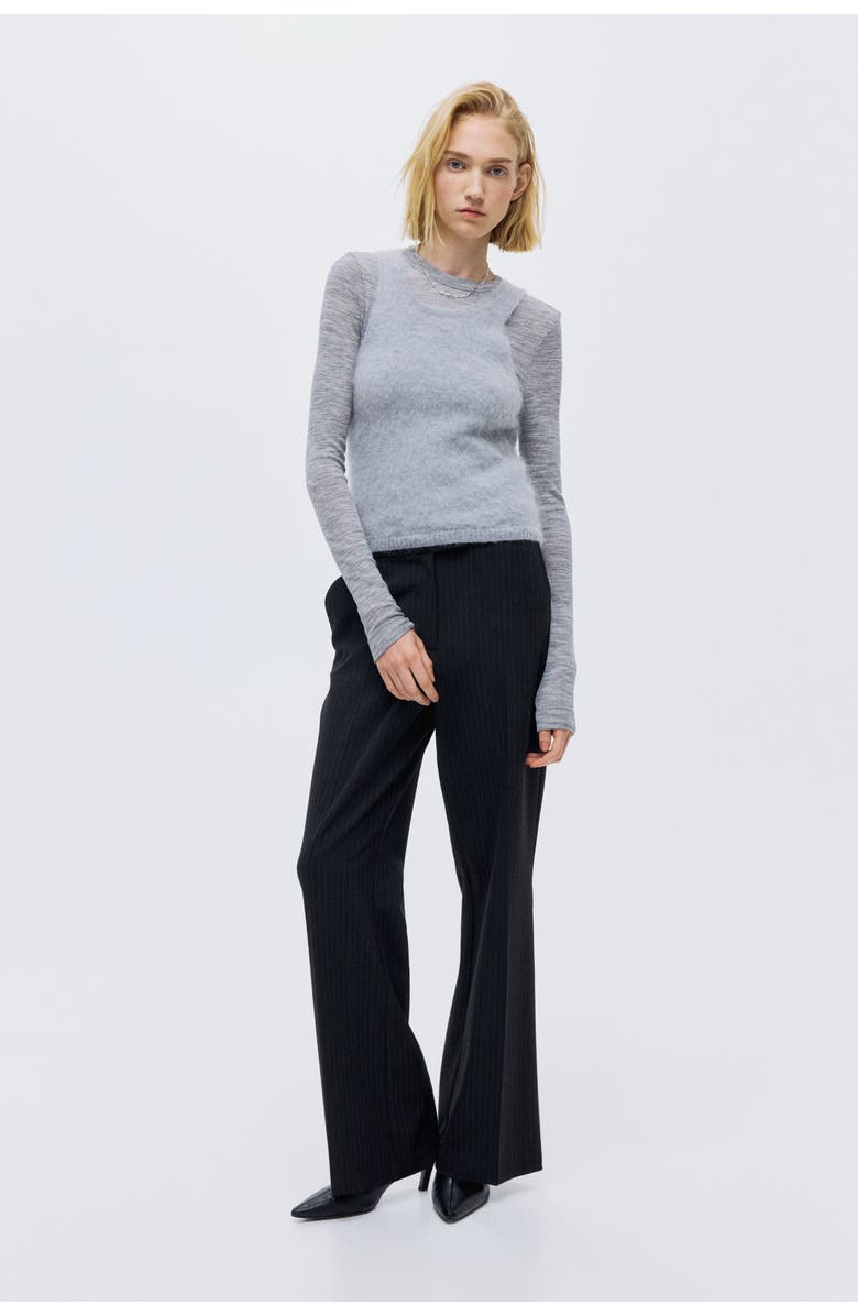 H&M Bootcut Trousers, Main, color, Dark Gray/Pinstriped