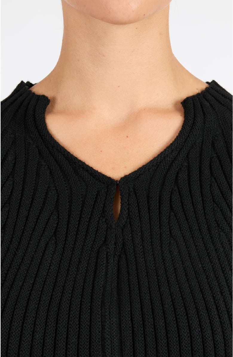 Santorelli Johanna Mix Media Cap Sleeve Midi Dress, Alternate, color, Black