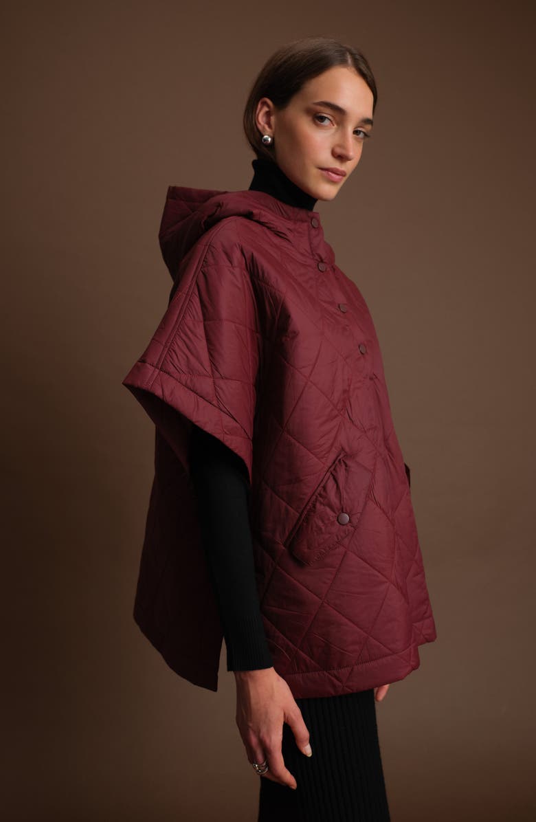 DELUC Otis Short Sleeve Puffer Poncho, Alternate, color, Burgundy