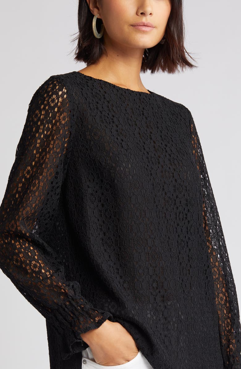 Misook Lace Overlay Blouse, Alternate, color, 