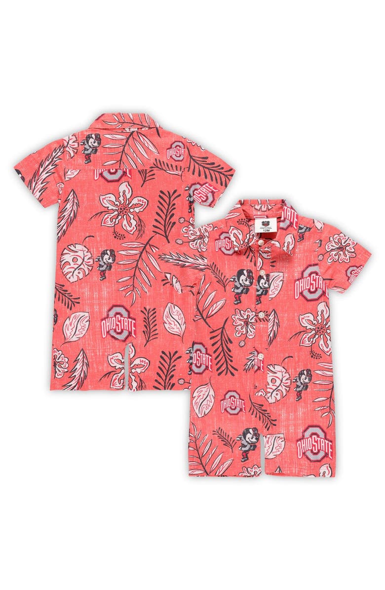Wes & Willy Infant Wes & Willy Scarlet Ohio State Buckeyes Vintage Floral Romper, Main, color, Scarlet