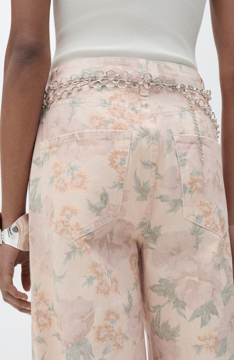 MANGO Floral Print Wide Leg Jeans, Alternate, color,