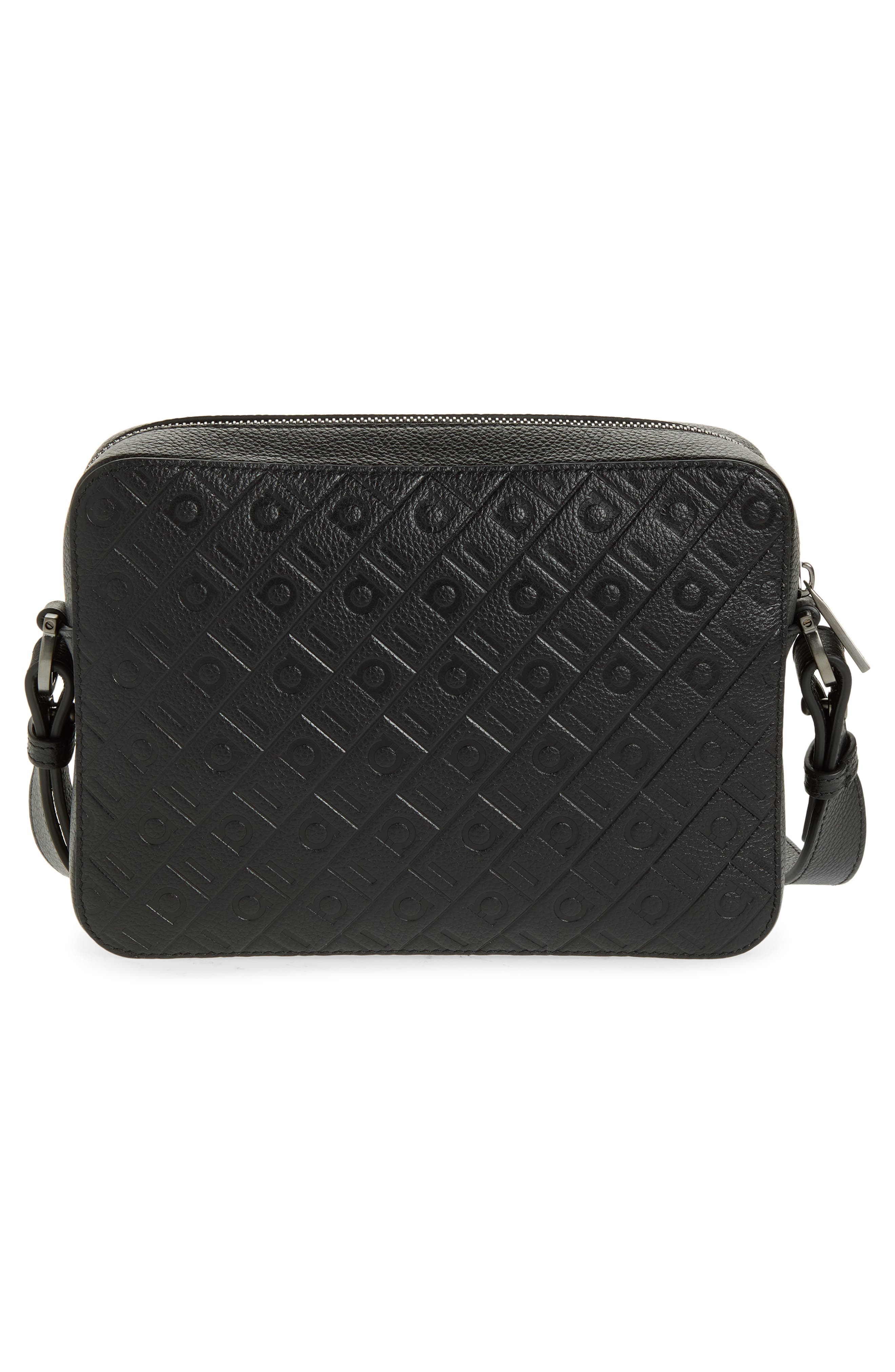 FERRAGAMO Embossed Gancini Shoulder Bag, Alternate, color, Nero